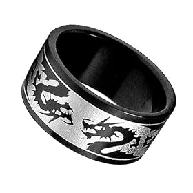 316L Stainless Steel ring with dragon designs