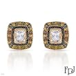 FPJ Incredible Earrings With 14.70ctw Genuine , , , Clean Diamonds and Topazes Made of 14K Yellow Gold. Total item weight 15.3g Length 24mm