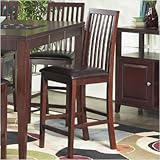 Pub Chair with Faux Leather Seat Cushion in Medium Cherry [Set of 2]