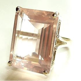 Emerald-cut Rose Quartz Cocktail Ring 21 Carats by Bronze Lily