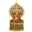 Hand Carved & Hand Painted Wooden Ganesh Statue