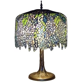 Wisteria Tiffany-Style Lamp with Tree Trunk Base - Blue by Universal Lighting and Decor