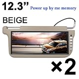 Brand DW-S123YP NEW 2X 12.3 IN CAR Left & Right SUN VISOR TFT LCD VIDEO MONITORS-BEIGE/TAN(Pair)
