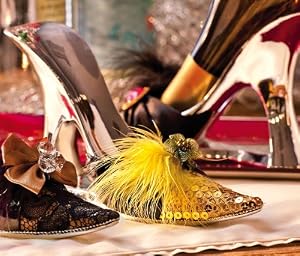 High Heel Wine Bottle Holder, Gold Sequins