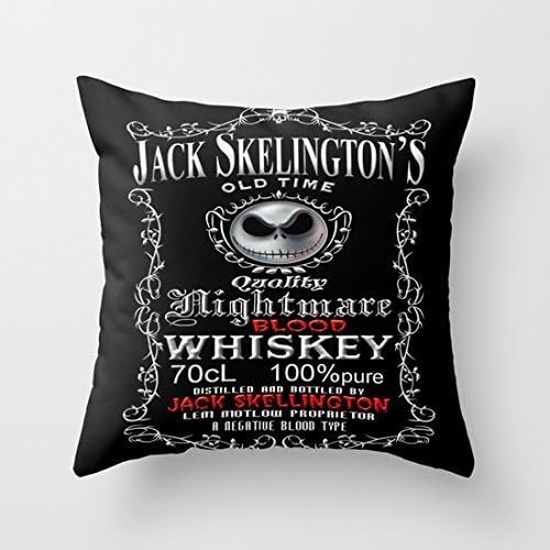 Home Style diylancas Cotton Linen Throw Pillow Cover Cushion Case Halloween Parody Nightmare Blood jack skellington Whiskey - 45 X 45 cm Square Design