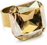 Liz Palacios Piedras Swarovski Crystal Golden Shadow Box Ring, Size 7