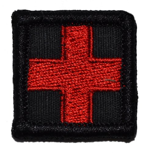 Medic Red Cross 1x1 inch Military Patch / Morale Patch - Black