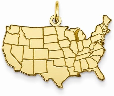 14k United States Map Charm