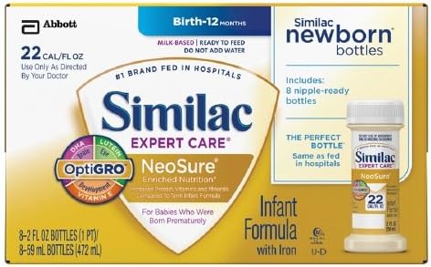 Similac Expert Care Neosure Infant Formula with Iron, Ready to Feed, 2 Fl Oz Bottles 8 Ea