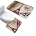 JILLBAN Bathroom Mat Cushion Set Flannel Non Slip 2pcs (Bath mat + Contour Rug) (Butterfly Eiffel Tower)