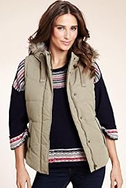 Indigo Collection Cotton Rich Faux Fur Trim Gilet