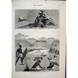 1879 のズールー戦争の雹を伴う嵐のエヴァリンの木製の血の川の印刷物