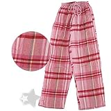Pink, Red and Yellow Plaid Flannel Pajama Pants for Women