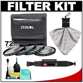 Zeikos 4-Piece +1 +2 +4 +10 Close-Up Macro Filter Set (72mm) + Lenspen + Spudz Microfiber Cleaning Cloth + Cleaning Kit for Canon, Nikon, Olympus, Pentax & Sony Digital SLR Cameras