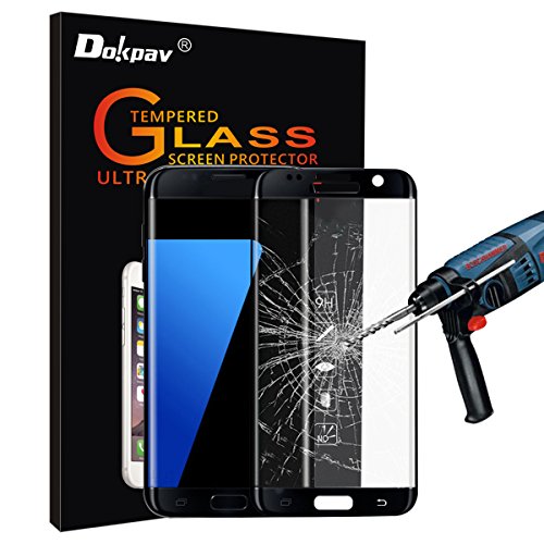 S6 Edge Plus Screen Protector,Dokpav Ultra Slim Samsung Galaxy S6 Edge Plus Tempered Glass Full Screen Protector, Protective Film Anti-scratch Anti-fingerprint - Black