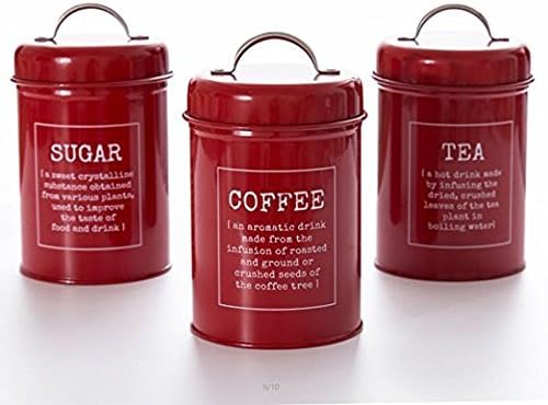 Lavinrose Vintage Kit Tea/Coffee/Sugar Canisters - Set of 3 (Red)
