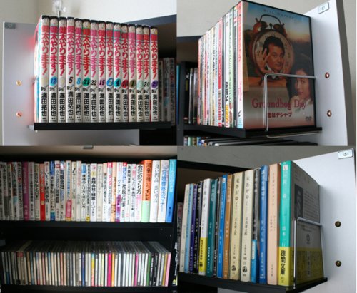 Cover image : 送料無料！DVDで最大400収納可能☆大量収納☆ DVD・CD・コミック書棚ストッカー収納庫 シルバー&ブラックJS70SBT