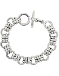 Sterling Silver Doughnut Circles Link Bracelet Toggle Clasp Handmade 5/8 inch wide, sizes 8, 8.5 & 9 inch