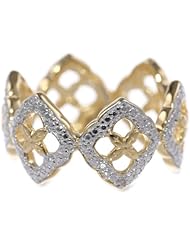 18k Yellow Gold Plated Sterling Silver Two-Tone Filigree Ring, Size 7