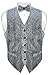 Men's SEQUIN Design Dress Vest & Bow Tie SILVER Color BOWTie Set for Suit Tux