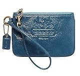 Coach Patent Wristlet Wallet Bag Blue 41459
