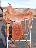 Fully Tooled 16 Leather Trail Saddle with Brass Hardware