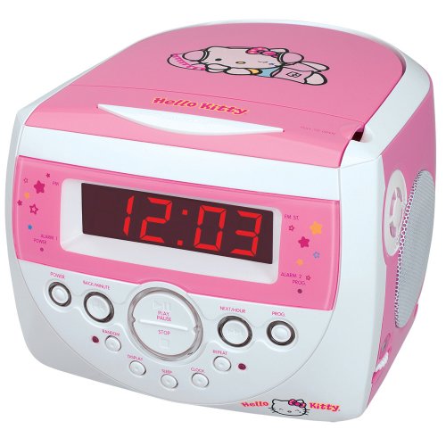 Childrens Toyshop  Toys : Hello Kitty CD Clock Radio - Pink/ White (KT2053)