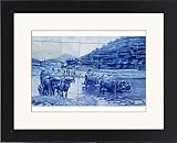 IMAGE OF Framed Prints of Azulejos showing port barrels on carts from Robert Harding