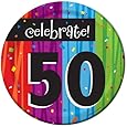 Creative Converting Milestone Celebrations Round Dessert Plates, 8-Count, Celebrate 50