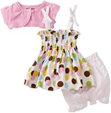 So La Vita Baby-girls Infant 3 Piece Smocked Dot Print Dress with Shrug