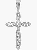 14 Karat White Gold 12 Diamond Small Religious Cross