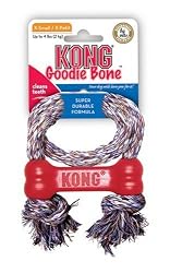 KONG Goodie Bone with Rope Dog Toy, Extra Small, Red