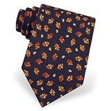 Men's Silk Oak Leaves Tie by Alynn Novelty in Navy Blue
