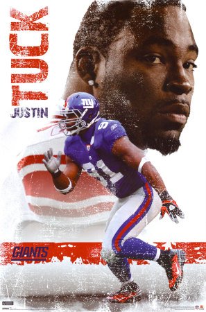New York Giants (Justin Tuck) Sports Poster Print - 22x34 Poster Print, 22x34