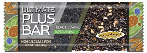 Mrs. May's Ultimate Plus Bar High Calcium & Iron, Black Sesame, 1.4 Ounce Boxes  (Pack of 12)