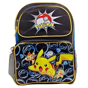 Pokemon: Large School Backpack Free Water Bottle by American Clocks