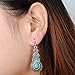 LiangXuanChen Retro Ethnic Tibetan Silver Oval Rimous Turquoise Crystal Drop Dangle Earrings