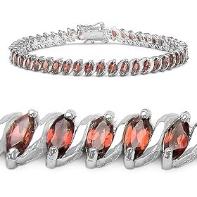 9.80 Carat Genuine Garnet Silver Bracelet by