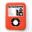 Apple iPod Nano 3 III (Nano 3rd Generation) Soft Rubber Silicone Skin Orange & Black