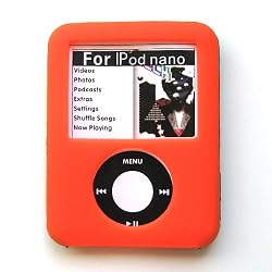 Apple iPod Nano 3 (3rd Generation) Two-Tone Soft Rubber Silicone Protector Skin Case Mixed-Color Orange & Black
