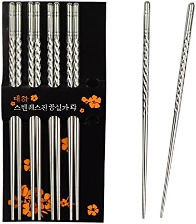 Amagg Spiral Stainless Steel Vacuum Chopsticks 5 Pairs