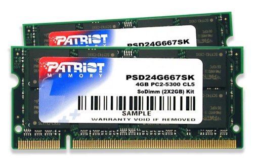 Patriot PSD24G667SK Signature PC2-5300 DDR2 667MHz 4GB SODIMM CAS 5 Dual Channel Kit (Green)