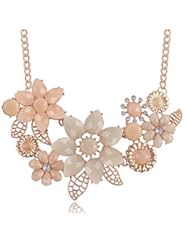 Jewelry: iWenSheng Peach Pink Choker Necklace Fashion Flower Bubble Bib Chain Statement Necklaces for Women - iWenSheng