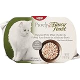 Purely Fancy Feast Natural White Meat Chicken and Flaked Tuna Entree Cat Food, 2-Ounce Pouch, Pack of 10