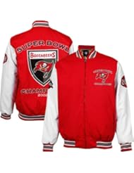 NFL Tampa Bay Buccaneers Hall of Fame Commemorative Canvas Full Zip Jacket - Red/White (Large)