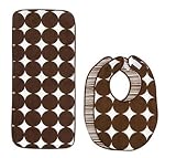Chocolate Dots Bib and Burp Cloth Set