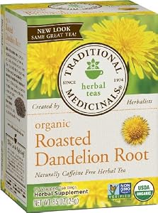 Traditional Medicinals Organic Roasted Dandelion Root, 16-Count Boxes (Pack of 6)