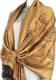Lightweight Two Tone Paisley Design Pashmina Fringe Scarf / Stole / Wrap ( Choose from 12 Colors )