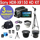 Sony HDR-XR150 120GB HD Handycam Camcorder + 3.5X Telephoto Zoom Lens + .40X Fisheye Lens + .16X Super Fisheye Lens + Premier Video Light + 3 Piece Multi-Coated Glass Filter Kit + Extra High Capacity Li-Ion Battery + Deluxe Padded Camcorder Bag + 72 Titanium Anodized Monopod + 3 Year Warranty Repair Contract