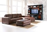 Contemporary Brown 100% Leather Sectional Sofa